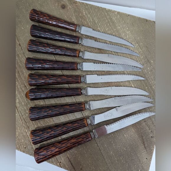 Sheffield crown regency knife set, faux horn handles mixed set - Picture 1 of 8